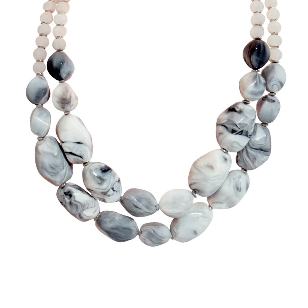 Swirl Necklace Gray and White Beards